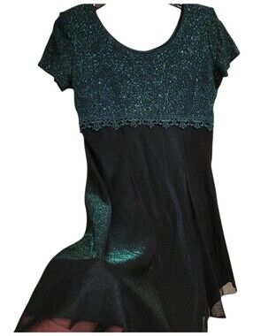 VTG Molly Malloy Evening Dress Sz 12 Emerald Green Metallic Shimmer Whimsigoth